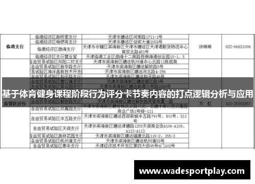 基于体育健身课程阶段行为评分卡节奏内容的打点逻辑分析与应用